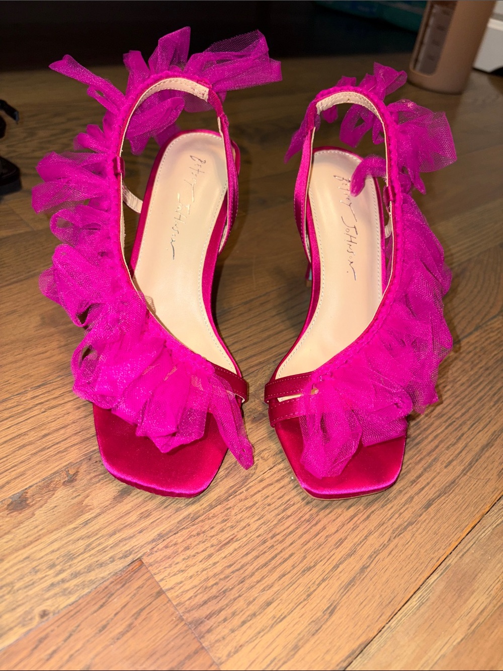 Betsey Johnson Hot Pink Ruffle Slingback Heels - Women